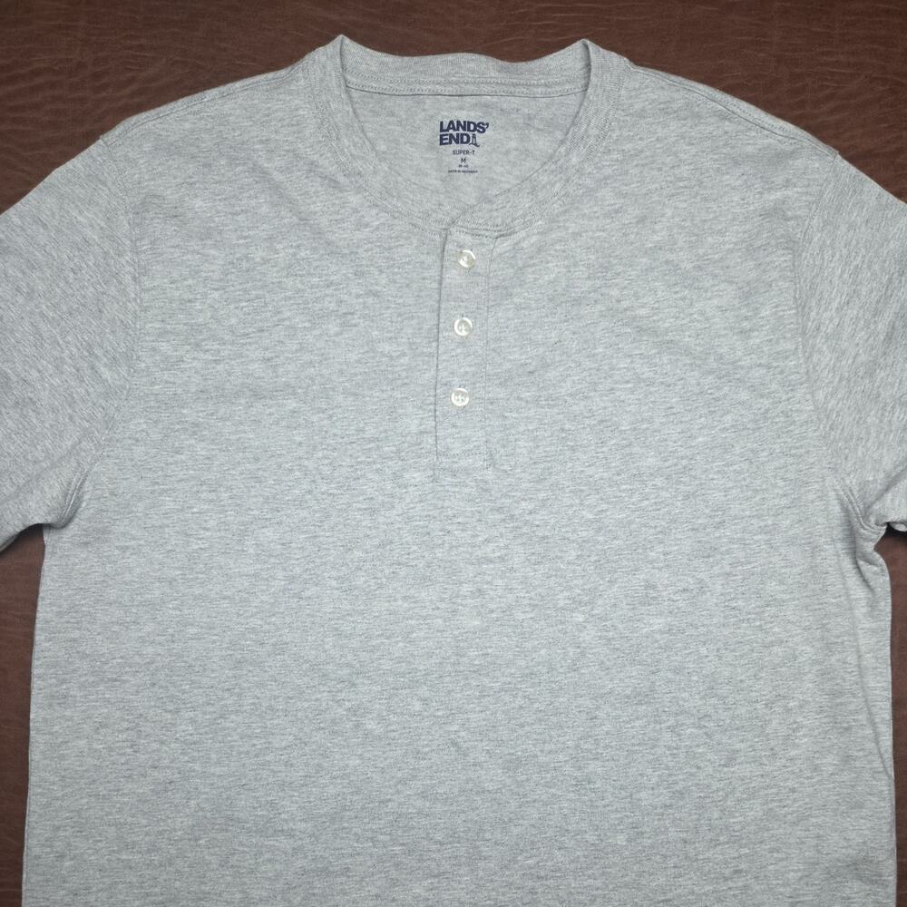 Lands End Super -T Long Sleeve Gray Size Medium